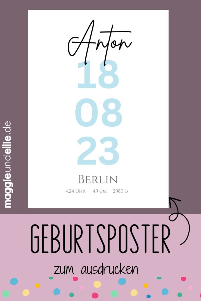 Geburtsposter Meilensteinposter Geschenk zur Geburt Babygeschenk Wanddeko Kinderzimmer Name, Geburtsdatum, Uhrzeit, Größe und Gewicht, personalisierbar, personalisiert, Sofortdownload, zum ausdrucken, Last-Minute-Geschenk
